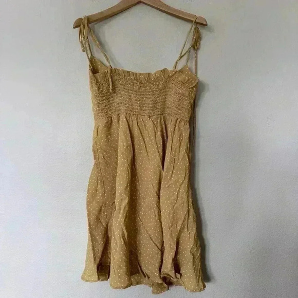 Blue Life Cami Mini Dress in Dot Size Small Mustard Yellow And White Polka Dots - Picture 5 of 6